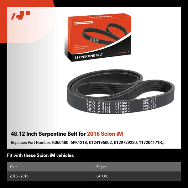 48.12 Inch Serpentine Belt for 2016 Scion iM