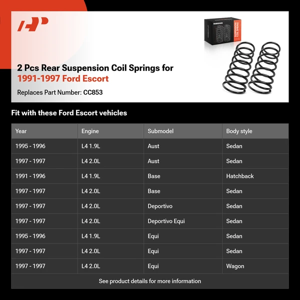 2 Pcs Rear Suspension Coil Springs for 1991-1997 Ford Escort