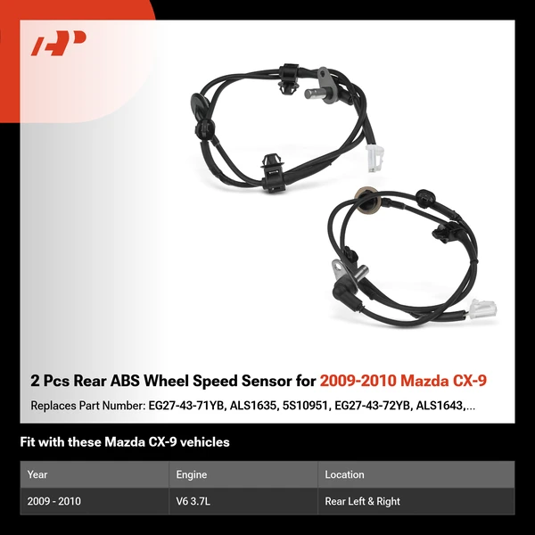 2 Pcs Rear ABS Wheel Speed Sensor for 2009-2010 Mazda CX-9