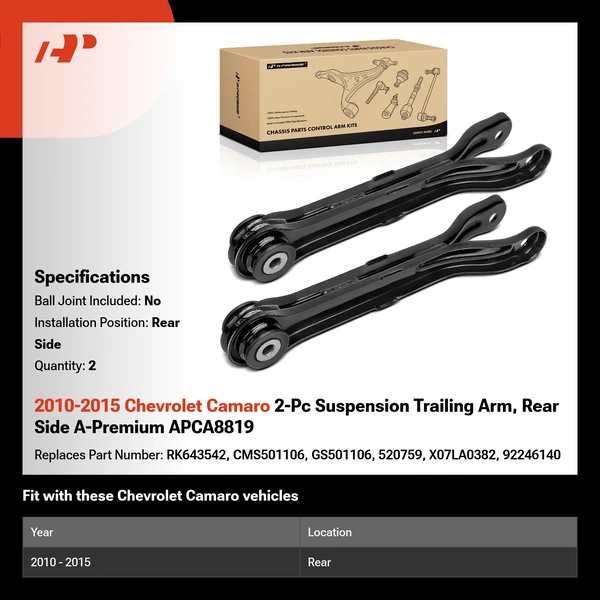 2010-2015 Chevrolet Camaro 2-Pc Suspension Trailing Arm, Rear Side A-Premium APCA8819