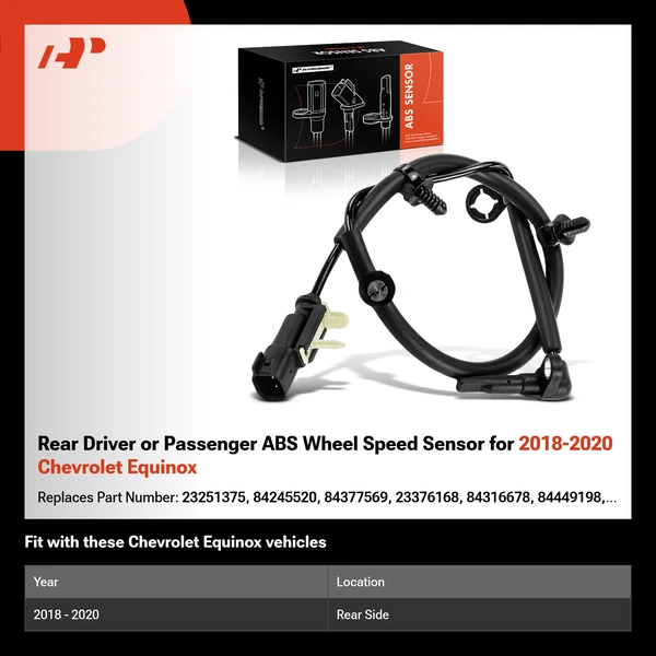 Rear Driver or Passenger ABS Wheel Speed Sensor for 2018-2020 Chevrolet Equinox