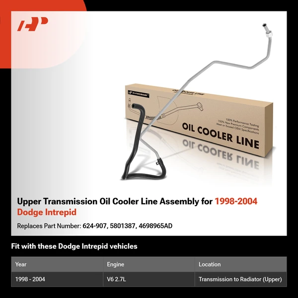 Upper Transmission Oil Cooler Line Assembly for 1998-2004 Dodge Intrepid