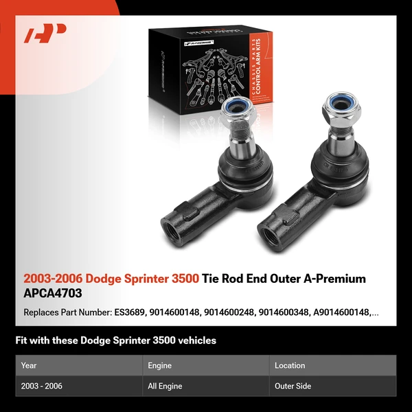 2003-2006 Dodge Sprinter 3500 Tie Rod End Outer A-Premium APCA4703