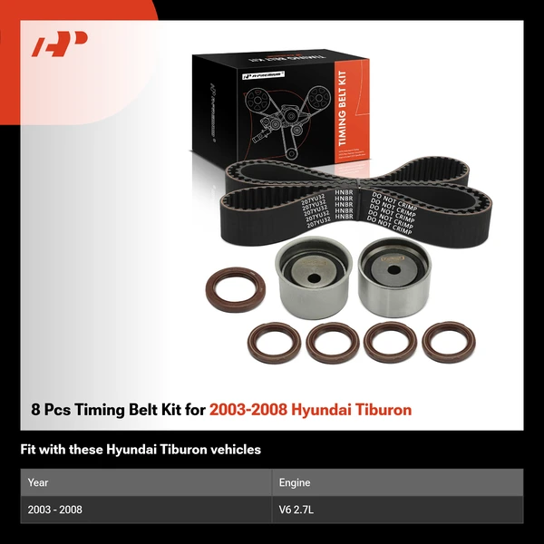 8 Pcs Timing Belt Kit for 2003-2008 Hyundai Tiburon
