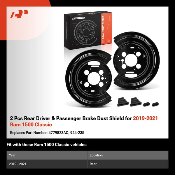 2 Pcs Rear Driver & Passenger Brake Dust Shield for 2019-2021 Ram 1500 Classic