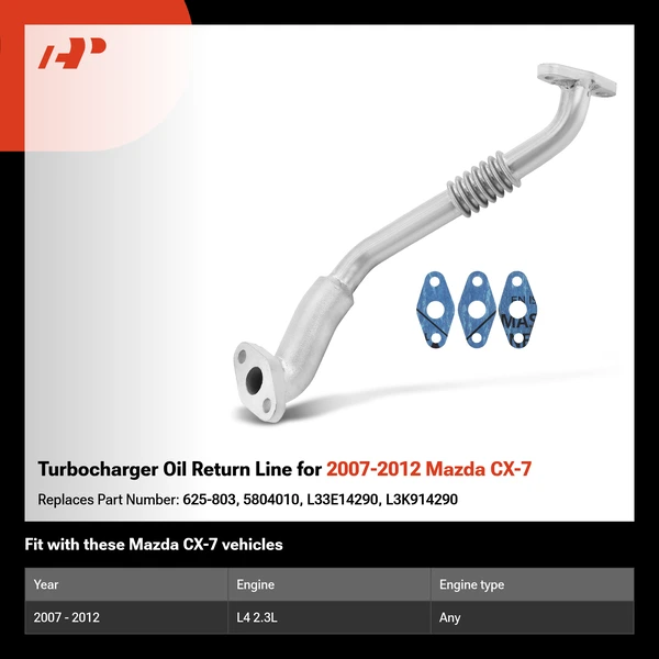 Turbocharger Oil Return Line for 2007-2012 Mazda CX-7