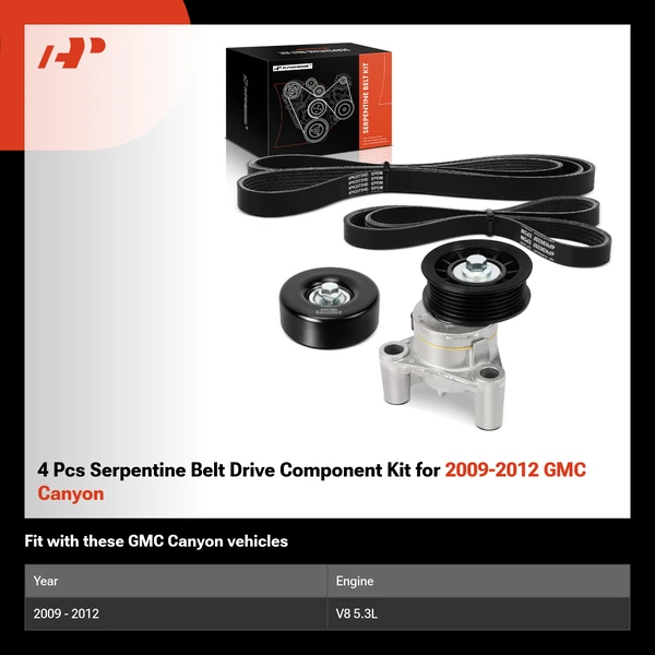 4 Pcs Serpentine Belt Drive Component Kit for 2009-2012 GMC Canyon