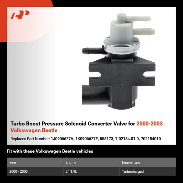 Turbo Boost Pressure Solenoid Converter Valve for 2000-2003 Volkswagen Beetle