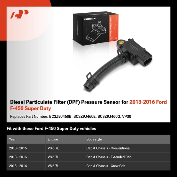 Diesel Particulate Filter (DPF) Pressure Sensor for 2013-2016 Ford F-450 Super Duty