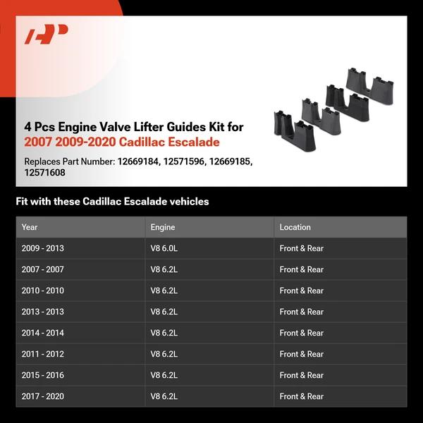 4 Pcs Engine Valve Lifter Guides Kit for 2007 2009-2020 Cadillac Escalade