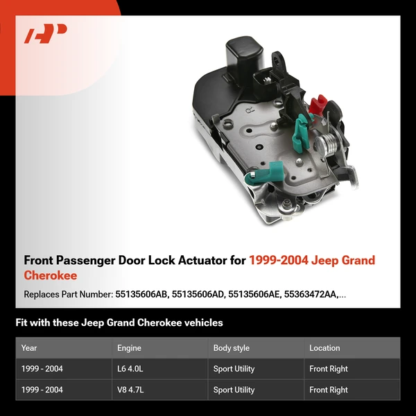 Front Passenger Door Lock Actuator for 1999-2004 Jeep Grand Cherokee