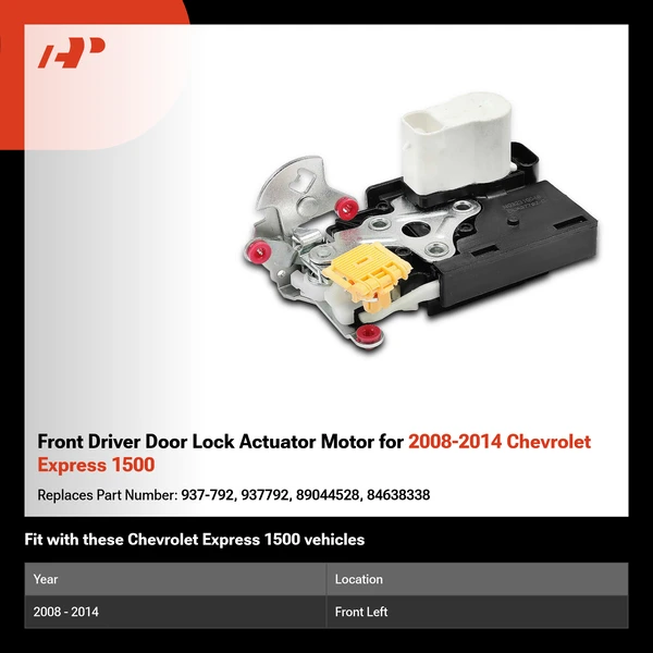 Front Driver Door Lock Actuator Motor for 2008-2014 Chevrolet Express 1500