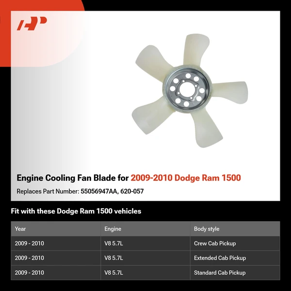 Engine Cooling Fan Blade for 2009-2010 Dodge Ram 1500