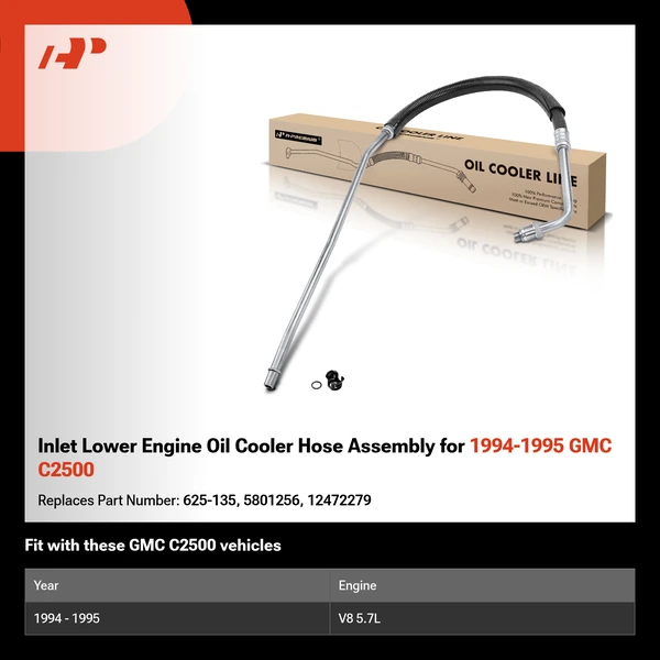 Inlet Lower Engine Oil Cooler Hose Assembly for 1994-1995 GMC C2500