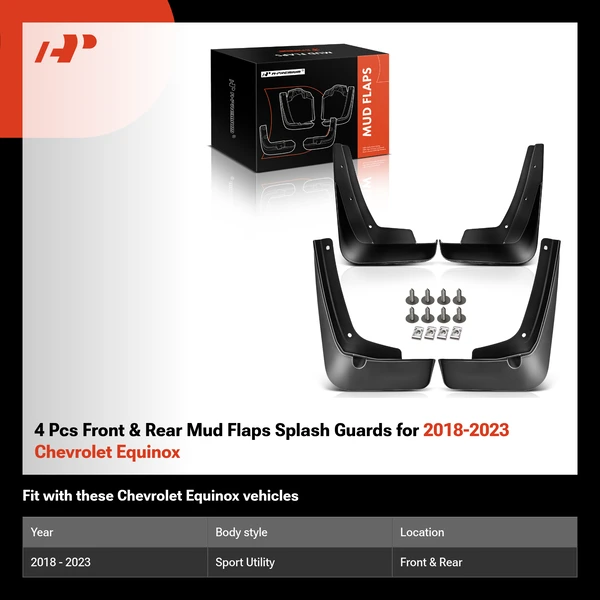 4 Pcs Front & Rear Mud Flaps Splash Guards for 2018-2023 Chevrolet Equinox