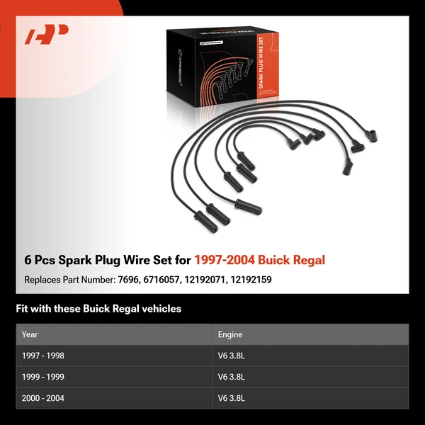 6 Pcs Spark Plug Wire Set for 1997-2004 Buick Regal