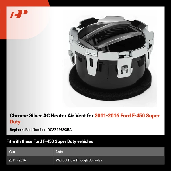 Chrome Silver AC Heater Air Vent for 2011-2016 Ford F-450 Super Duty