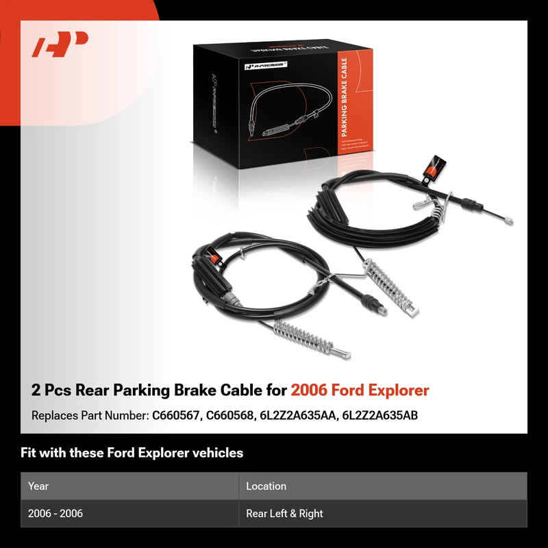2 Pcs Rear Parking Brake Cable for 2006 Ford Explorer