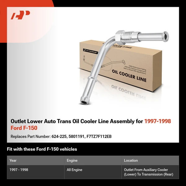 Outlet Lower Auto Trans Oil Cooler Line Assembly for 1997-1998 Ford F-150