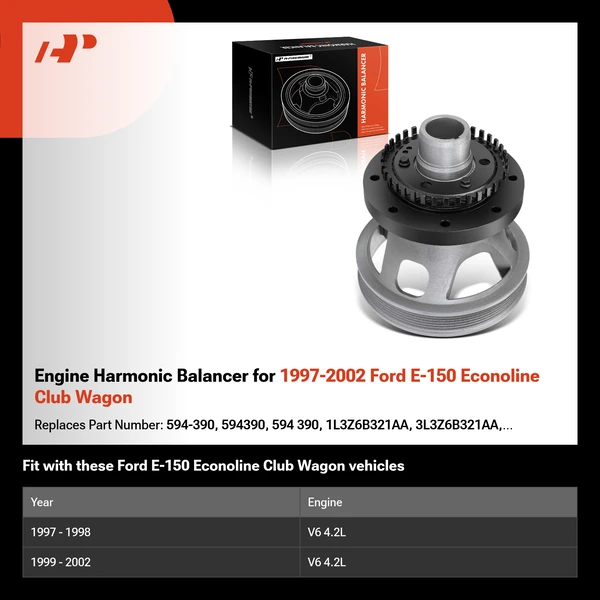 Engine Harmonic Balancer for 1997-2002 Ford E-150 Econoline Club Wagon