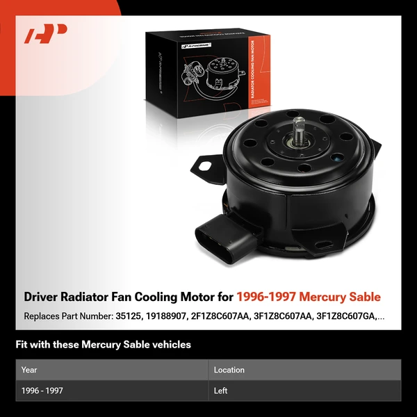 Driver Radiator Fan Cooling Motor for 1996-1997 Mercury Sable