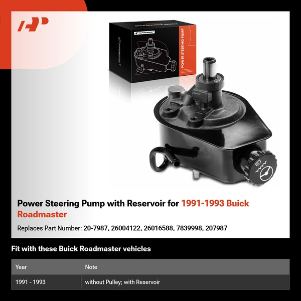 Power Steering Pump with Reservoir for 1991-1993 Buick Roadmaster