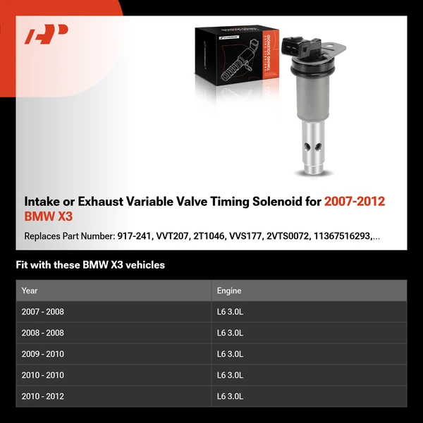 Intake or Exhaust Variable Valve Timing Solenoid for 2007-2012 BMW X3