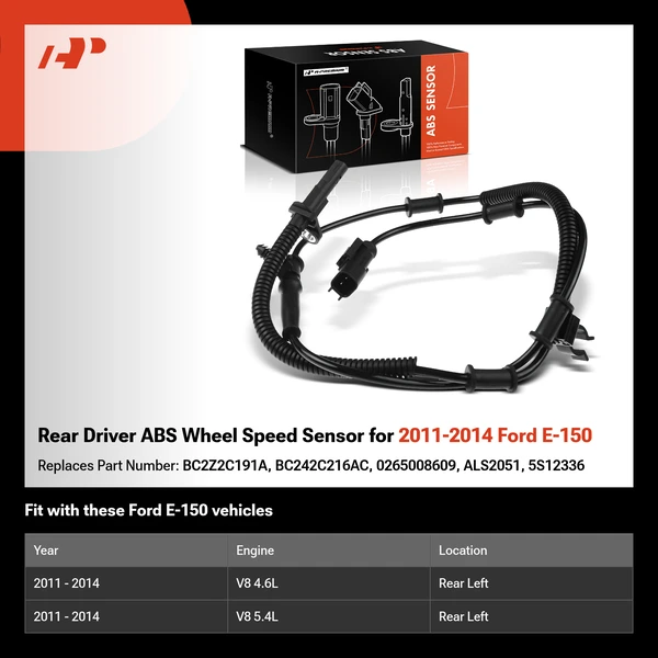 Rear Driver ABS Wheel Speed Sensor for 2011-2014 Ford E-150