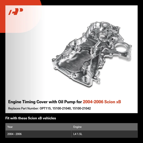 Engine Timing Cover with Oil Pump for 2004-2006 Scion xB