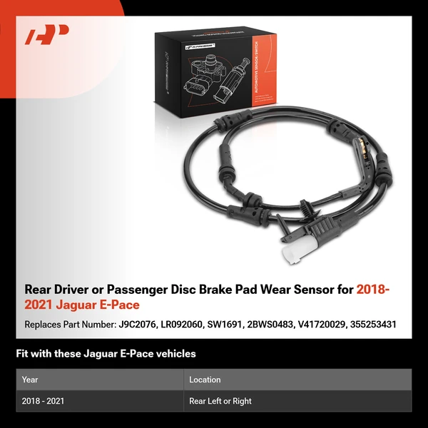 Rear Driver or Passenger Disc Brake Pad Wear Sensor for 2018-2021 Jaguar E-Pace