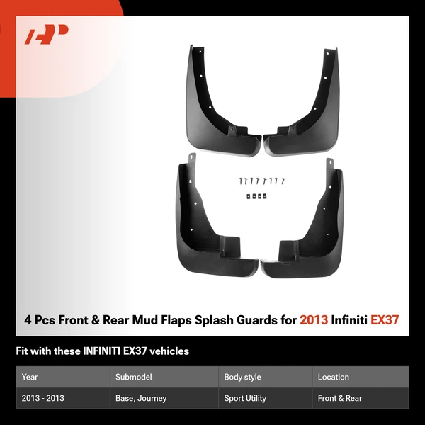 4 Pcs Front & Rear Mud Flaps Splash Guards for 2013 Infiniti EX37