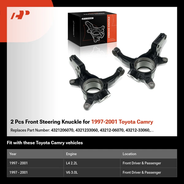 2 Pcs Front Steering Knuckle for 1997-2001 Toyota Camry