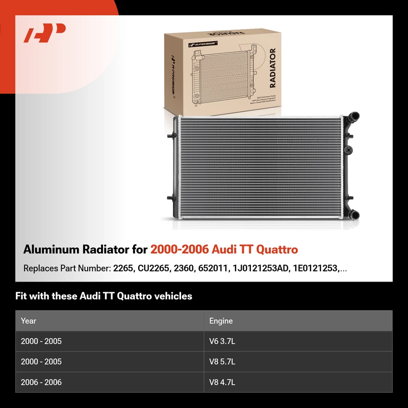 Aluminum Radiator for 2000-2006 Audi TT Quattro