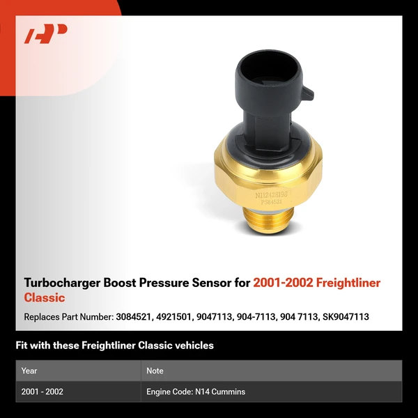 Turbocharger Boost Pressure Sensor for 2001-2002 Freightliner Classic
