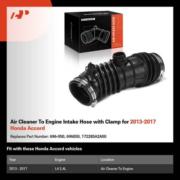 Air Cleaner To Engine Intake Hose with Clamp for 2013-2017 Honda Accord