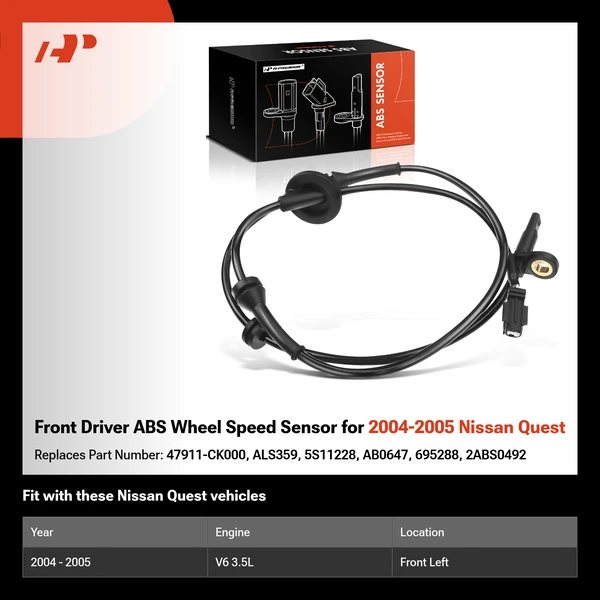 Front Driver ABS Wheel Speed Sensor for 2004-2005 Nissan Quest