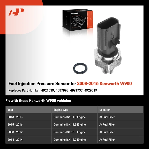 Fuel Injection Pressure Sensor for 2008-2016 Kenworth W900