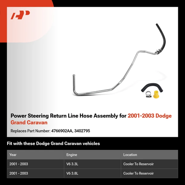 Power Steering Return Line Hose Assembly for 2001-2003 Dodge Grand Caravan
