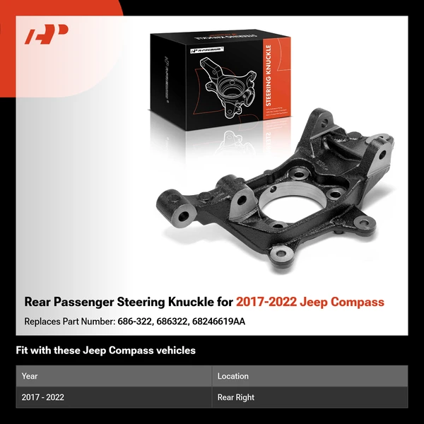 Rear Passenger Steering Knuckle for 2017-2022 Jeep Compass