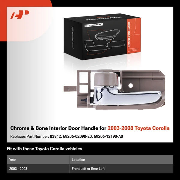 Chrome & Bone Interior Door Handle for 2003-2008 Toyota Corolla