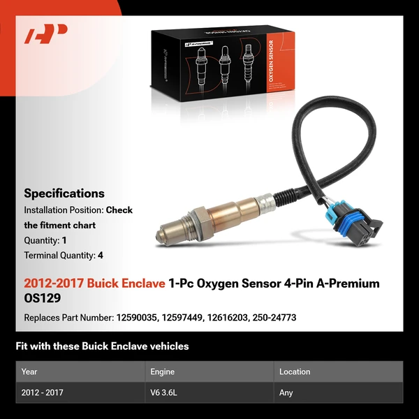 2012-2017 Buick Enclave 1-Pc Oxygen Sensor 4-Pin A-Premium OS129
