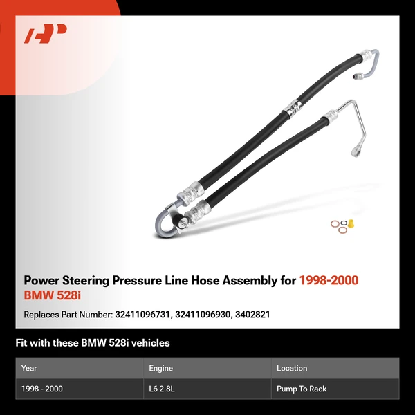 Power Steering Pressure Line Hose Assembly for 1998-2000 BMW 528i