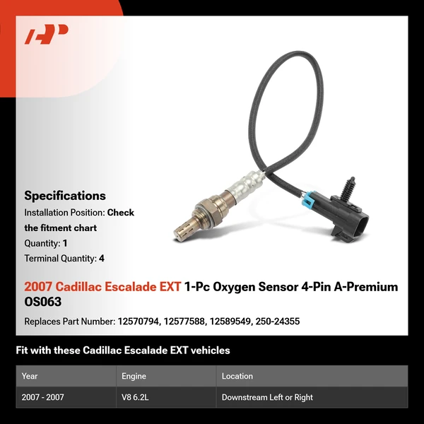 2007 Cadillac Escalade EXT 1-Pc Oxygen Sensor 4-Pin A-Premium OS063