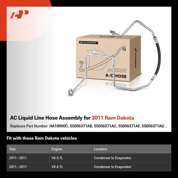 AC Liquid Line Hose Assembly for 2011 Ram Dakota