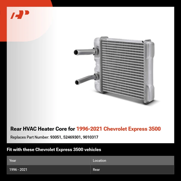 Rear HVAC Heater Core for 1996-2021 Chevrolet Express 3500