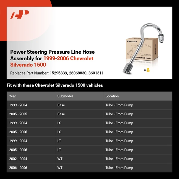 Power Steering Pressure Line Hose Assembly for 1999-2006 Chevrolet Silverado 1500