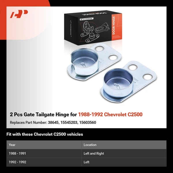 2 Pcs Gate Tailgate Hinge for 1988-1992 Chevrolet C2500