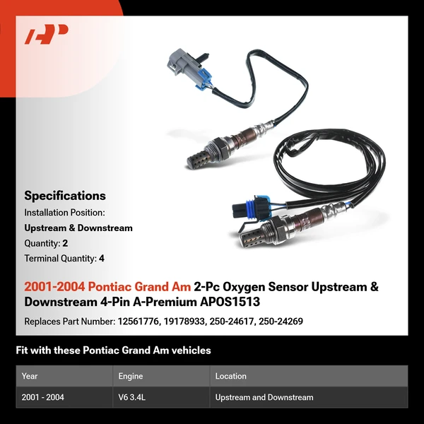 2001-2004 Pontiac Grand Am 2-Pc Oxygen Sensor Upstream & Downstream 4-Pin A-Premium APOS1513