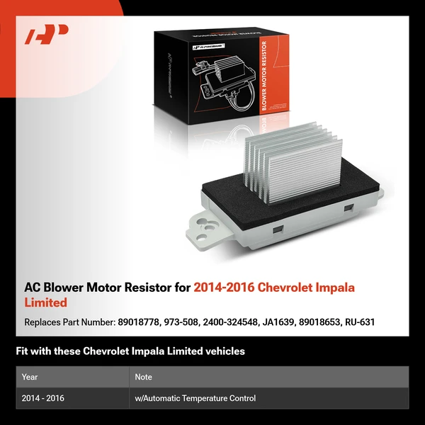 AC Blower Motor Resistor for 2014-2016 Chevrolet Impala Limited