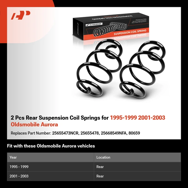 2 Pcs Rear Suspension Coil Springs for 1995-1999 2001-2003 Oldsmobile Aurora